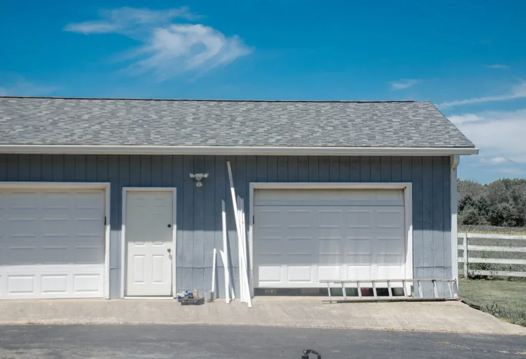 Garage doors on a DFW-area home exterior